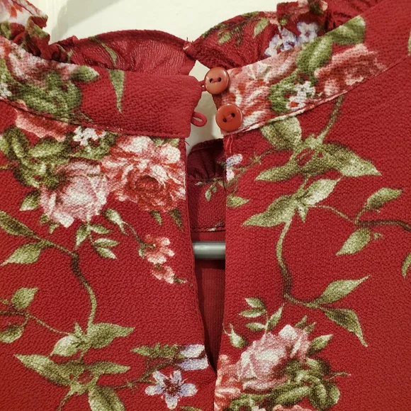 Dark Raspberry Mock Neck Dress, Size L - Picture 4 of 7